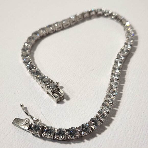 Retro Classic "Rainbow" Diamond Tennis Bracelet 925 STS 7.5" - Picture 9 of 13